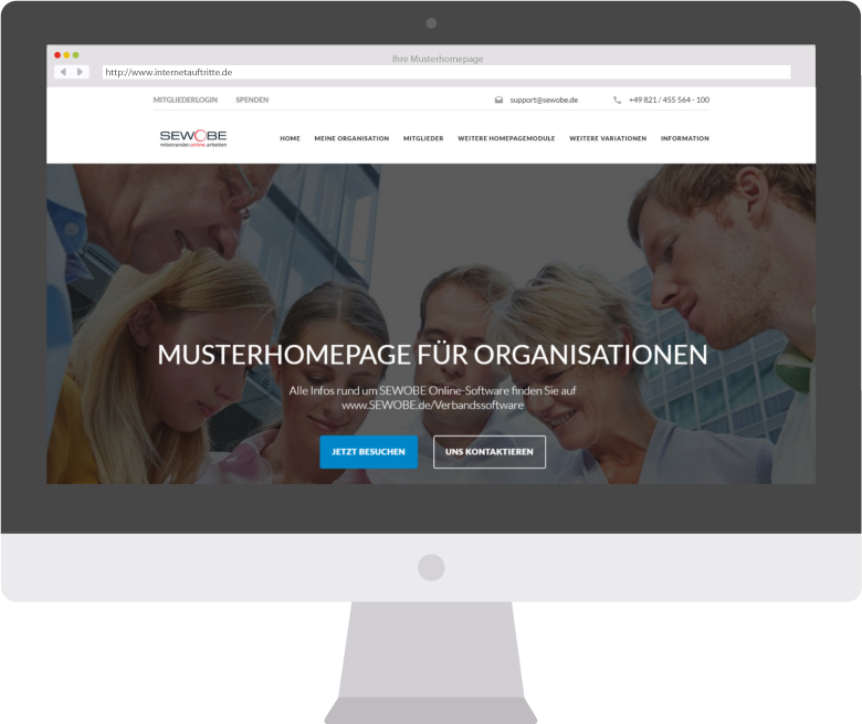 Homepage in SEWOBE-Blau